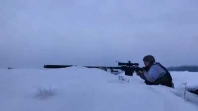 Ukrainian sniper with a "Snipex Alligator" rifle.