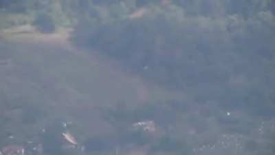 Ua pov A Russian MLRS system is hit by a Himars missile.
