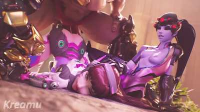D.Va loses to Widowmaker and Doomfist (Kreamu)