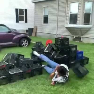 Milk crate wipeout!