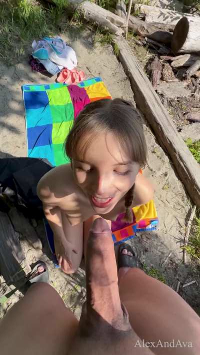 We had a little audience watching at the nude beach, they were all jerking off