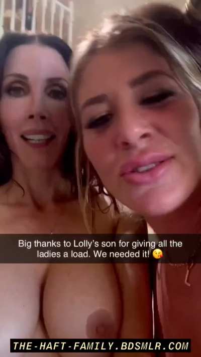 Showing off the facial son gave her and friends
