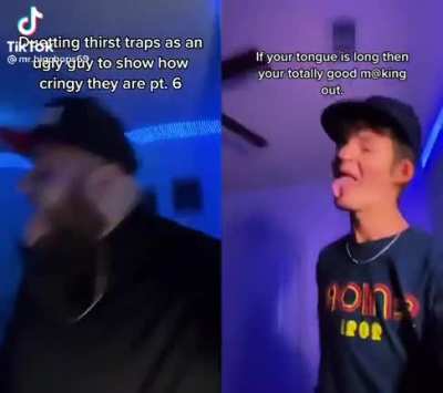 So dude basically shows that most of videos like that is cringe if you don't have attractiveness for it to be thirst trap. Chad