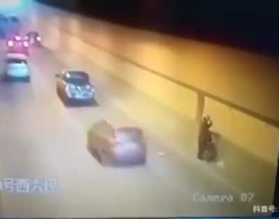 Getting hit by the same tire