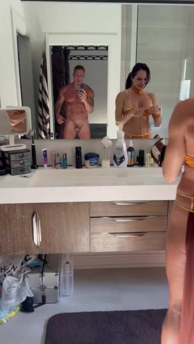 When I’m getting ready he always cums in the bathroom