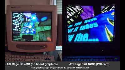 Unreal Tournament - 4MB Integrated ATI Graphics vs 16MB ATI Rage 128 PCI