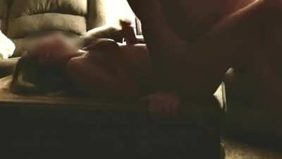 Wife getting fucked on the coffee table by her young friend