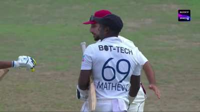 Angelo Mathews finds another unique way to get out.
