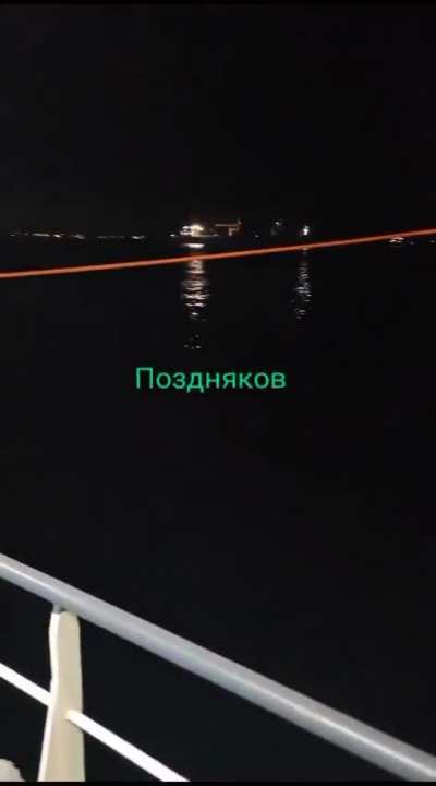 It is reported that this video shows the moment the Russian patrol ship "Sergei Kotov" was hit by a Ukrainian sea drone near the temporary occupied Kerch, Crimea 