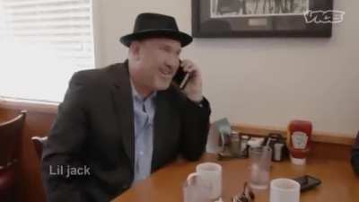 Man fakes a phone call and stresses that "it was not set up"