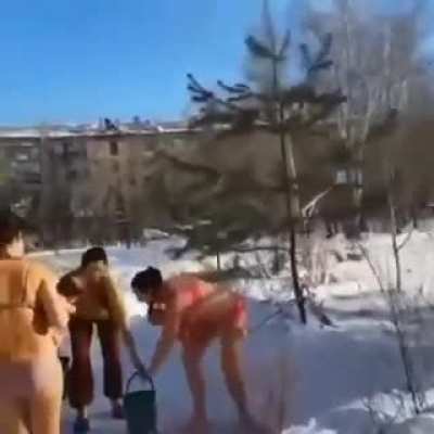 How to make Rough and Tough Russian children. Step 1. Place infant in hot sauna (till skin is red) Step 2. Run outside in the snow almost naked, get a pail of ice water tossed over you and your babies head.