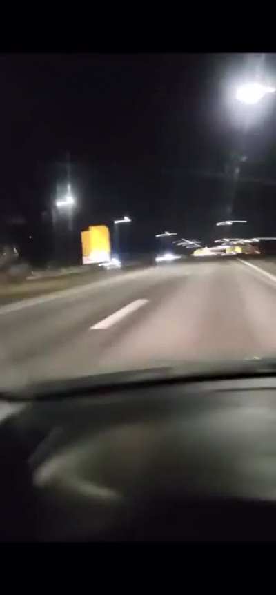 Wrong-way driving leads to a head-on collision with two cars. One of the cars catches on fire. It's believed the guy wanted to commit suicide.