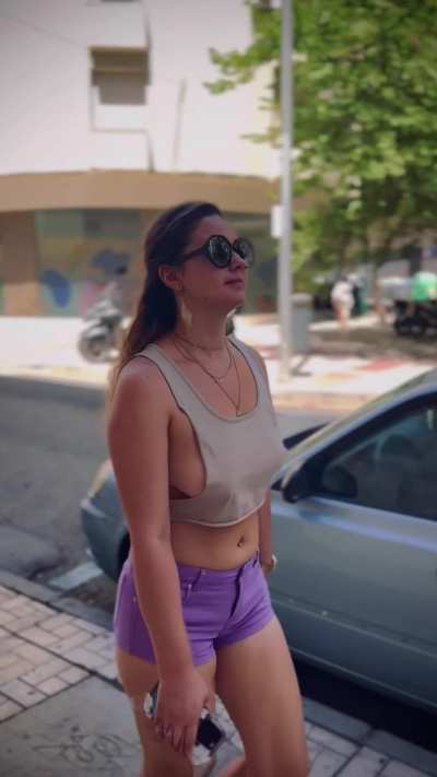 Walking Braless &amp; unable to contain my Nipples in this tiny top!