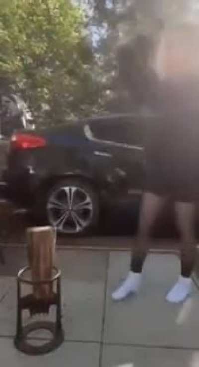 girl aims and hits herself in the process