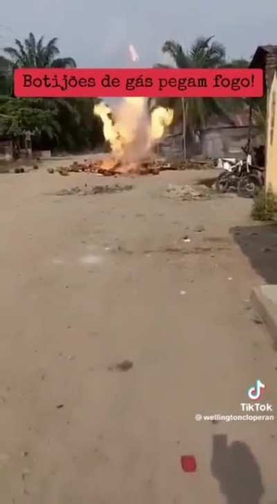 Gas cylinders on fire