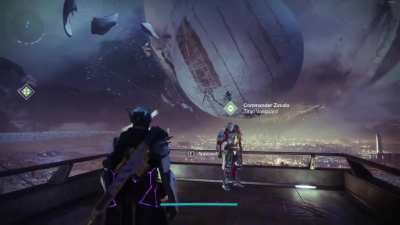 After many attempts, finally got Zavala to balance the "Traveller" on his head.