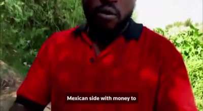 Border Patrol on horseback, rounding up and whipping Haitian refugees