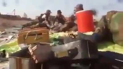 Iraqi pmf fighter gets shot in the abdomen by isis fighters immediately after his comrades were warning him to get down, the fighter died on the sight shortly after due to lack of supplies and first aid equipments.
