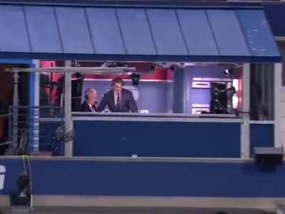 Rafael Nadal shows off his accuracy, hits it right into the broadcast booth 🎯