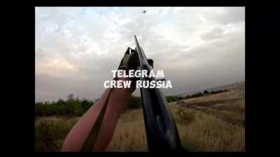 RU soldier shoots down Ukr FPV drone with shotgun 