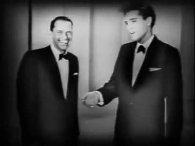 Elvis singing "Love Me Tender" alongside Frank Sinatra. 1960