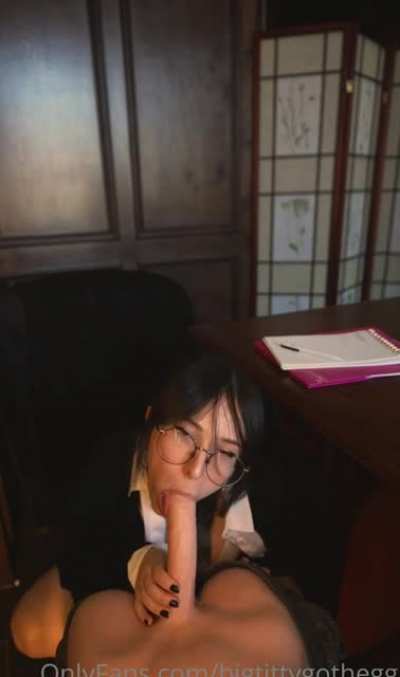 B͟igtittygothe͟gg Teacher Dildo Handjob, Blowjob, Fuck &amp;amp; Titfuck