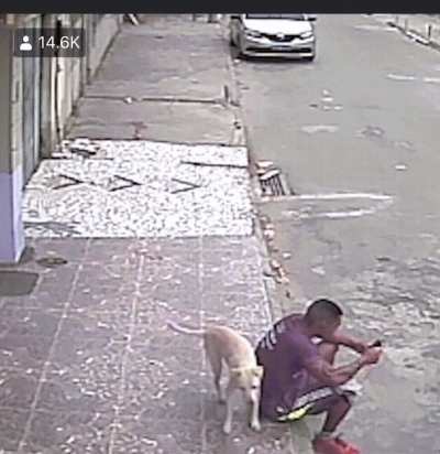 Sitting on a footpath