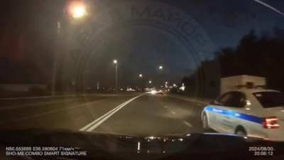 RU POV: Dashcam showing what&rsquo;s said to be a MLRS strike hitting a civilian car while driving in Belgorod (sec. 24)