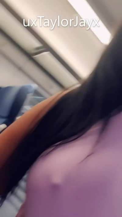 I was feeling horny and brave so I couldn't help but do a flash with him right there! [GIF]