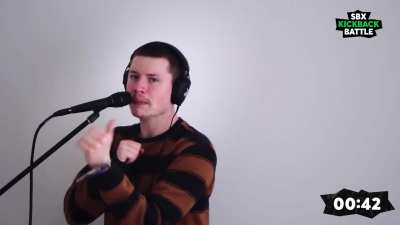 Beatboxer Dlow with his insane skills during the Finals of a beatbox competition