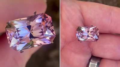 10.34ct Bolivian Ametrine in my &ldquo;Classic Cut&rdquo; design. Eye clean++. 16.1x10.6x9.6mm. Regularly $515, sub $465+s/h