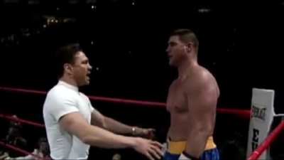 competing in a heavyweight boxing match