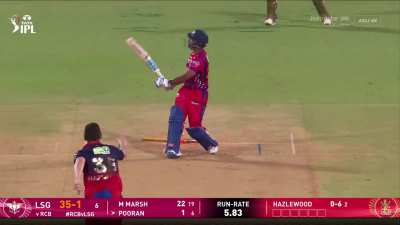 Nicholas Pooran dismissed by Josh Hazlewood