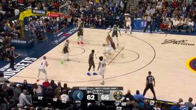 [Highlight] Jamal Murray (30 PTS, 5 REB, 7 AST) and Nikola Jokić (25 PTS, 13 REB, 11 AST) help Denver take Game 1 of their series against the Timberwolves. Murray recorded his 20th 30-point postseason game, joining Jokić (35) as the only players in franch