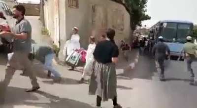 While a Palestinian family are out attending a funeral, this is how israelis launch themselves into their home to steal it | via @ma000111