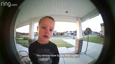 A kid called his dad through a ring doorbell about a question about the TV