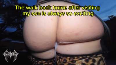 Walking back home with a delicious creampie my boy made specially for his mommy