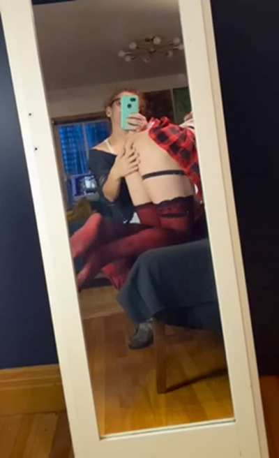 My wife lifted my skirt to making sure my Sissy&rsquo;s hole was plugged. I think she was satisfied 🤭