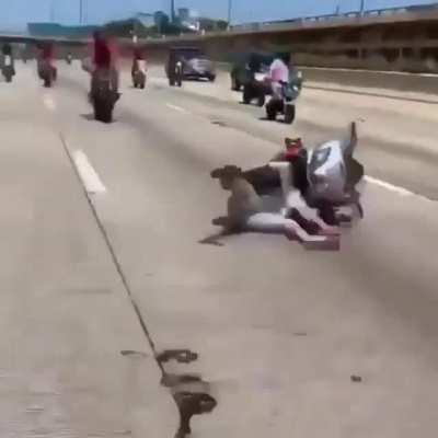 Wearing shorts while doing a wheelie on the highway