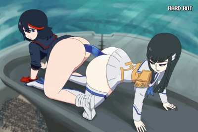 Ryuko and Satsuki share a dildo [Kill la Kill] (bard-bot)