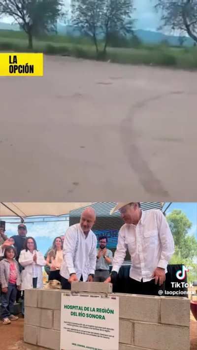 Ex priista, ahora morenista Alfonso Durazo que gobierna Sonora, puso el primer tabique de un hospital que no inicia construcci&oacute;n, en el pueblo de Ures