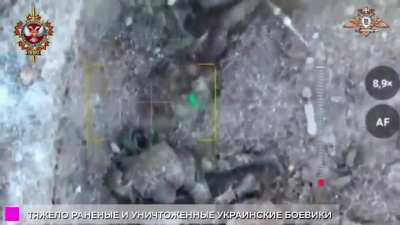 Russian drone clearing a Ukrainian position. (*Graphic)