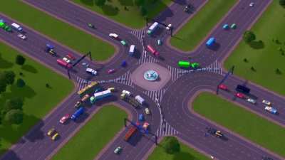 I used node controller mod and intersection marking mod to create a hyper-efficient only U-turns intersection.