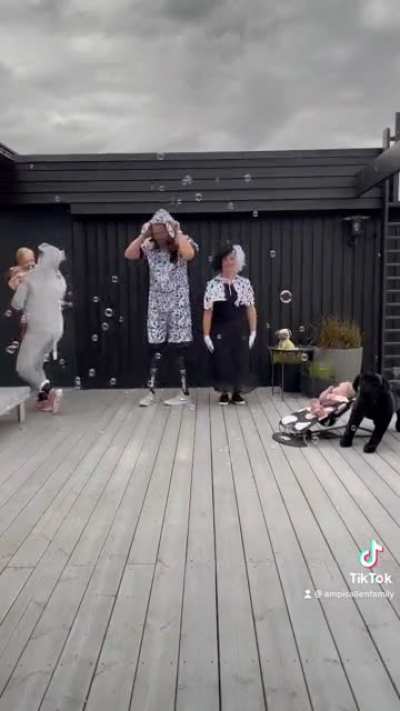 My wife challenge me to a dance each Friday to improve my prosthetics and dancing skills. This week we had our kids&rsquo; godmother join in the role of the gray dog. Enjoy!
