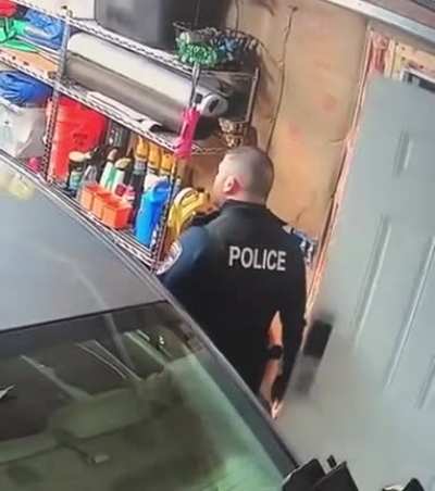 Officer damages private property while executing a search warrant