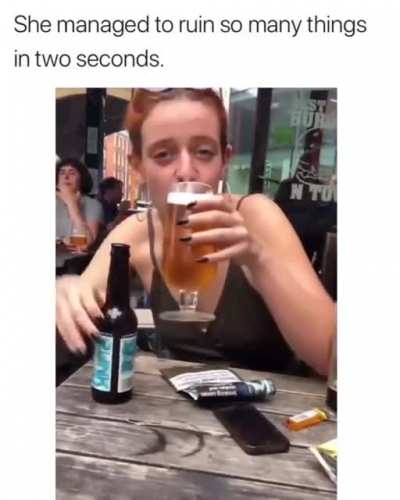 "Enjoying my beer"
