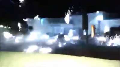 Guy lights fireworks and it explodes everywhere