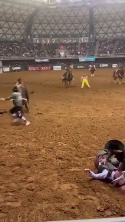 Father jumps on unconscious son to prevent him from being gored. This is the video I meant to post. Sorry I&rsquo;m an idiot.