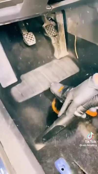 the way this car detailer removes dirt from the carpet