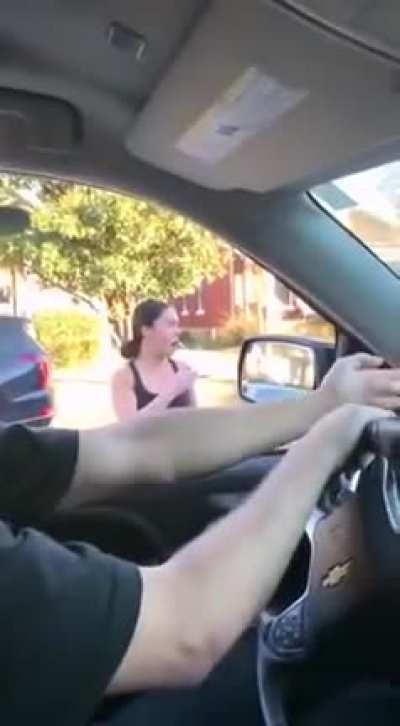 Karen freaking out, then realised why two guys are chasing her